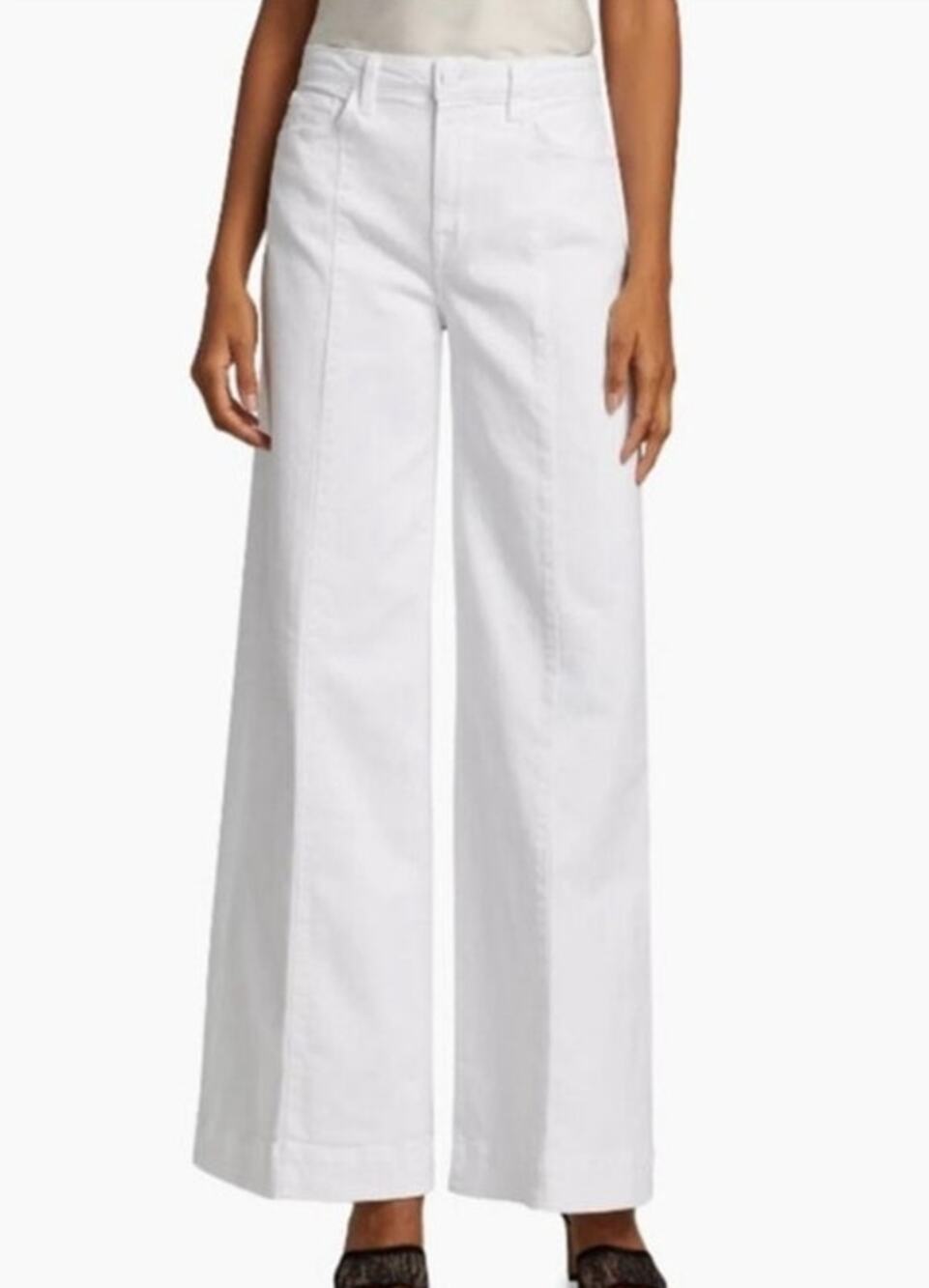 NWT LAgence Womens Sandy Wide Leg Trouser Jeans High Rise Blanc 23 Minimalist